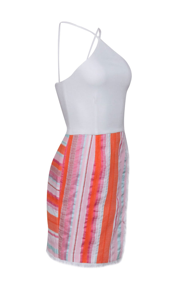 Current Boutique-Hutch - White Sleeveless Dress w/ Multi Color Striped Bottom Sz 2