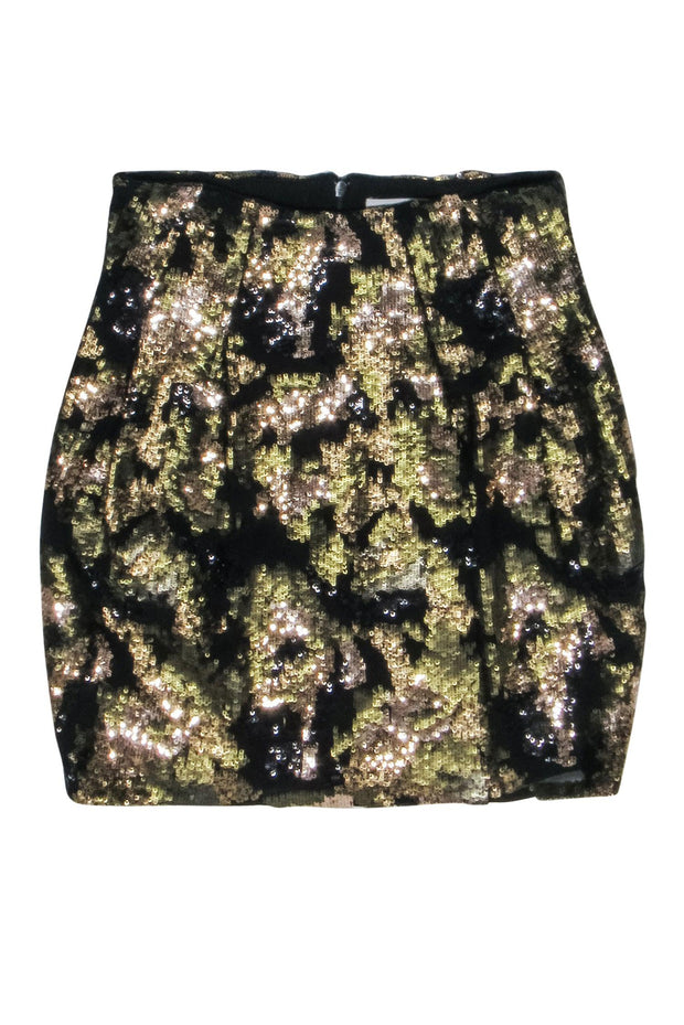 Current Boutique-IRO - Black & Green Sequin Mini Skirt Sz 2