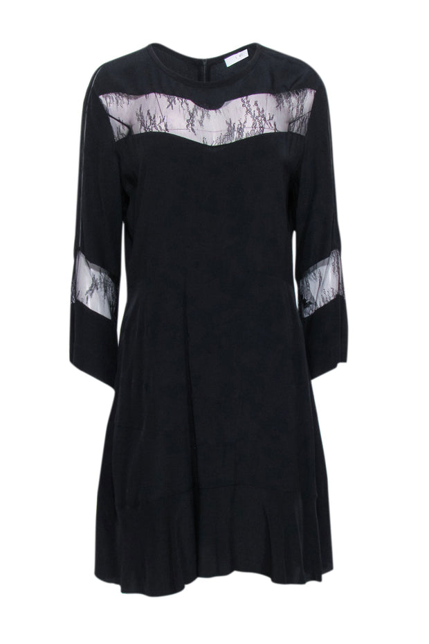 Current Boutique-IRO - Black Long Sleeve Dress w/ Lace Panels Sz 10