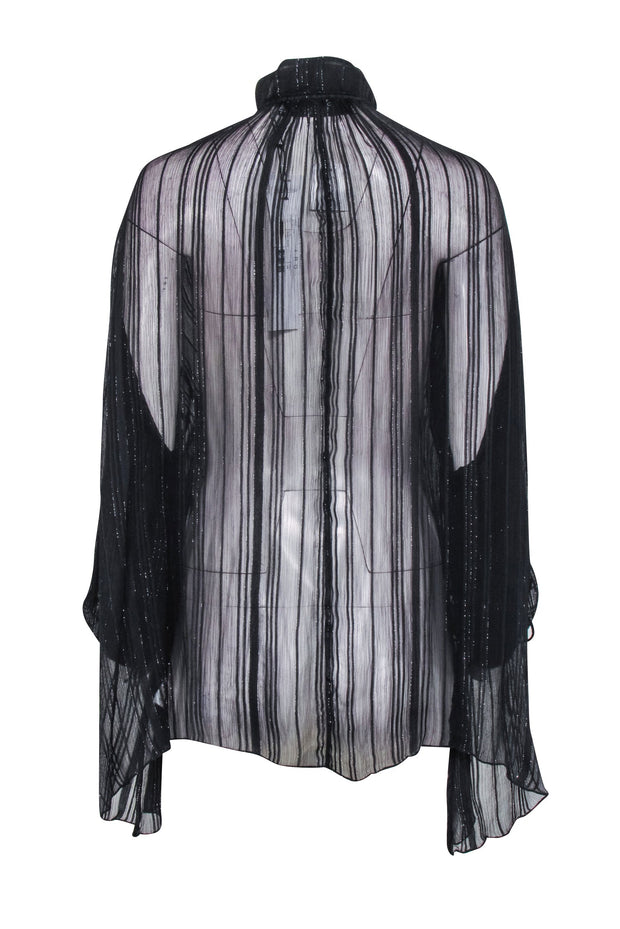 Current Boutique-IRO - Black Metallic Detail Semi Sheer Blouse Sz 2