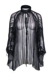 Current Boutique-IRO - Black Metallic Detail Semi Sheer Blouse Sz 2