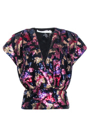 Current Boutique-IRO - Black w/ Multicolored Abstract Sequin Pattern "Eskie" Top Sz XS