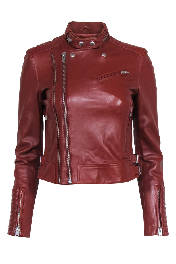 Current Boutique-IRO - Deep Brown Leather Moto Jacket Sz 4