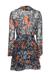 Current Boutique-IRO - Grey, Black, & Red Poppy Flower Print Dress Sz 2