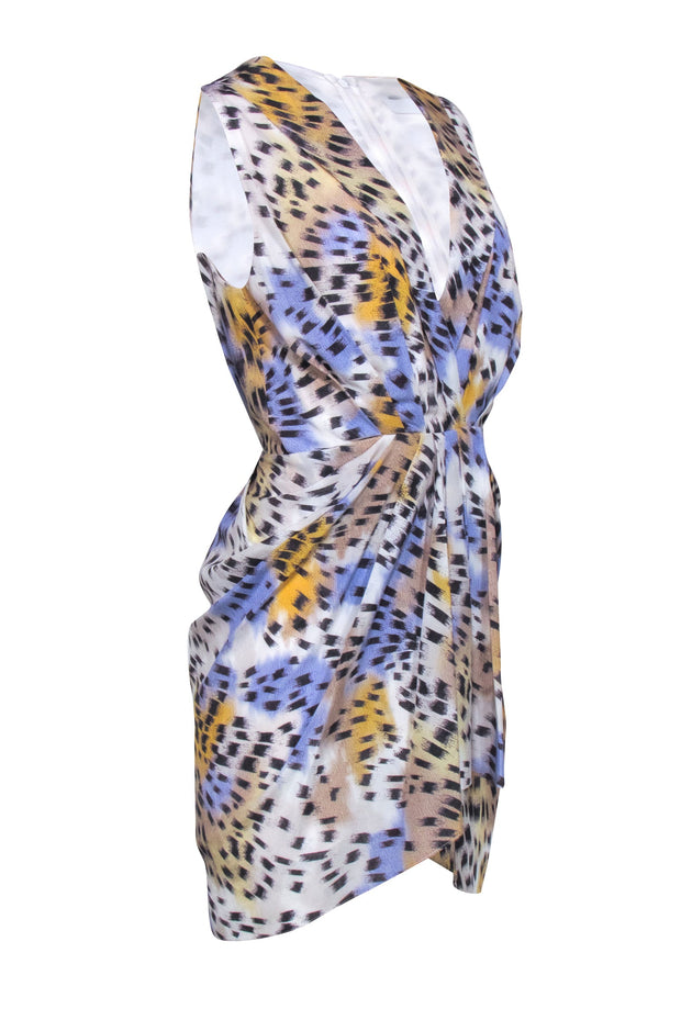 Current Boutique-IRO - Ivory w/ Blue & Orange Abstract Print Sleeveless Dress Sz 2