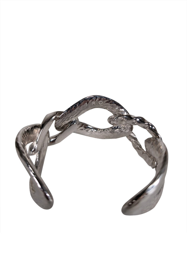 Current Boutique-IRO - Silver Hammered Chain Style Cuff Bracelet