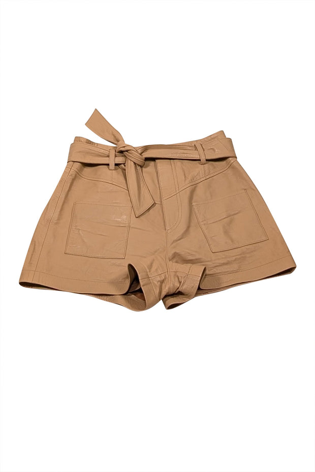 Current Boutique-Intermix - Dark Beige Belted Leather Shorts Sz 0