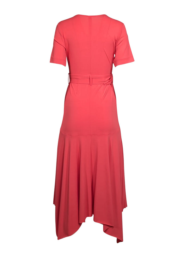 Current Boutique-Iris Setlakwe - Coral Pink Wrap Dress w/ Handkerchief Hem Sz XS