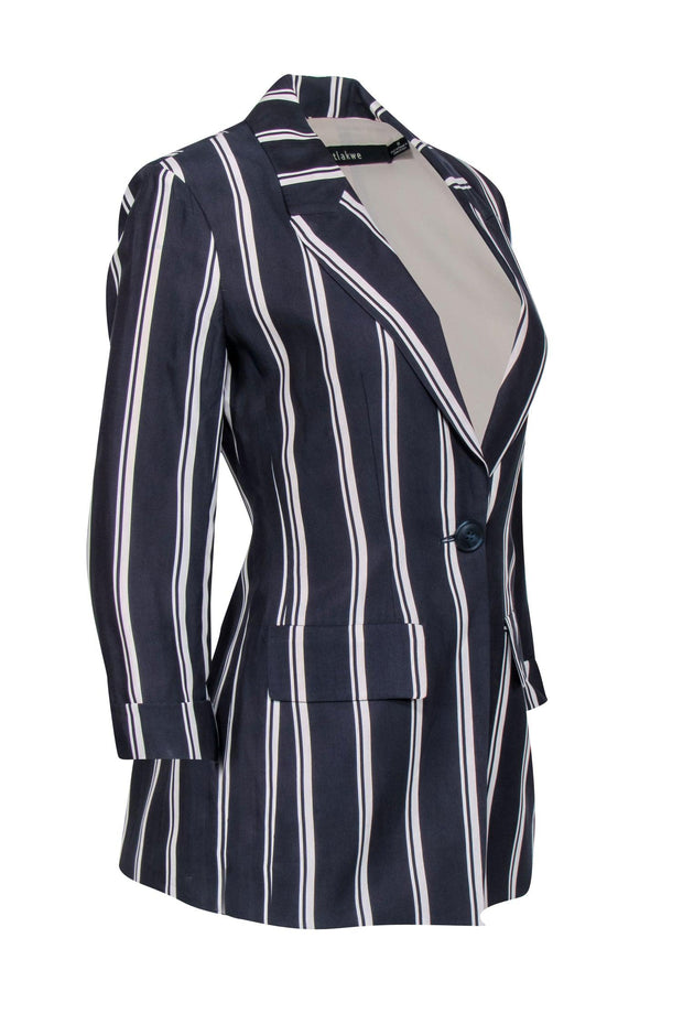 Current Boutique-Iris Setlakwe - Navy & White Stripe Single Button Blazer Sz 0