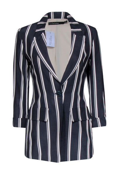 Current Boutique-Iris Setlakwe - Navy & White Stripe Single Button Blazer Sz 0