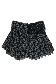 Current Boutique-Isabel Marant - Black & Cream Printed Gathered Crepe Mini Skirt Sz 6