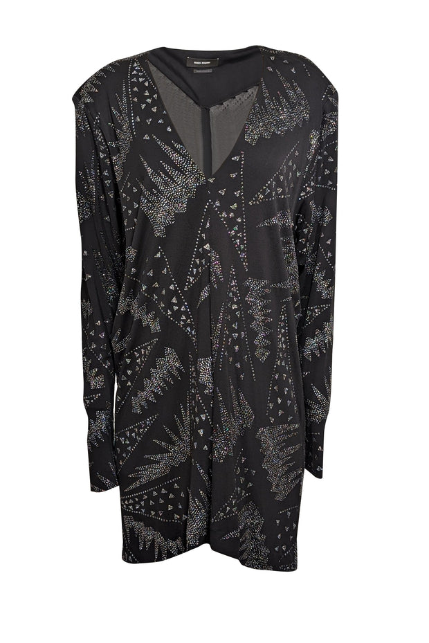 Current Boutique-Isabel Marant - Black w/ Silver & Black Sparkle Detail Shift Dress Sz 6