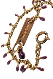 Current Boutique-Isabel Marant - Gold Colored Necklace w/ Plum Purple Detail