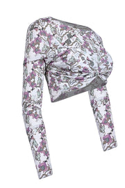 Current Boutique-Isabel Marant - Ivory & Lavender Floral Print Crop Top Sz 8