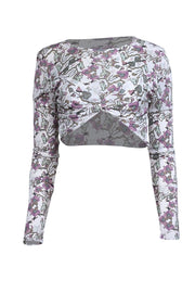 Current Boutique-Isabel Marant - Ivory & Lavender Floral Print Crop Top Sz 8