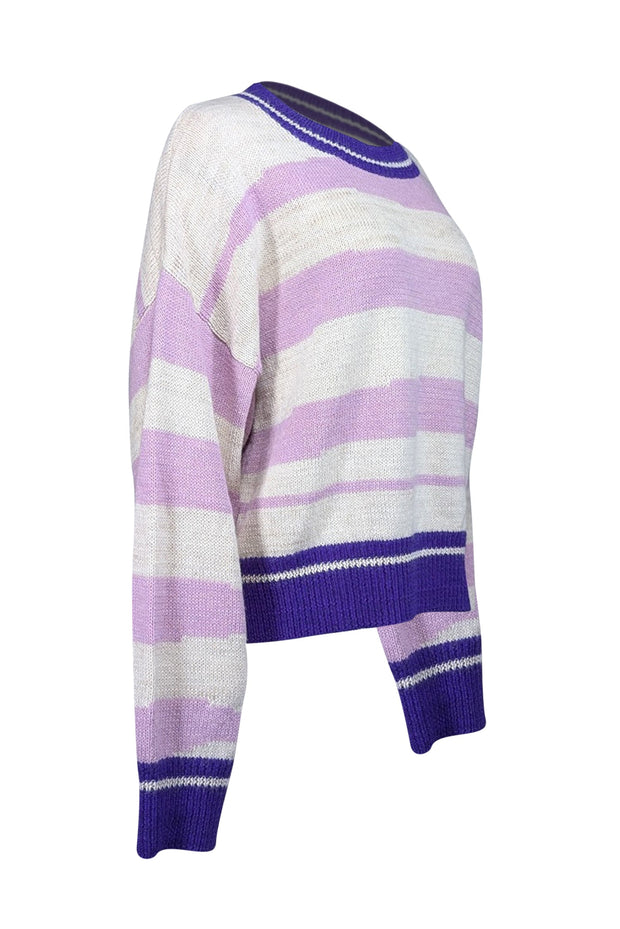 Current Boutique-Isabel Marant - Purple, Cream, & Lilac Striped Alpaca Blend Sweater Sz 10