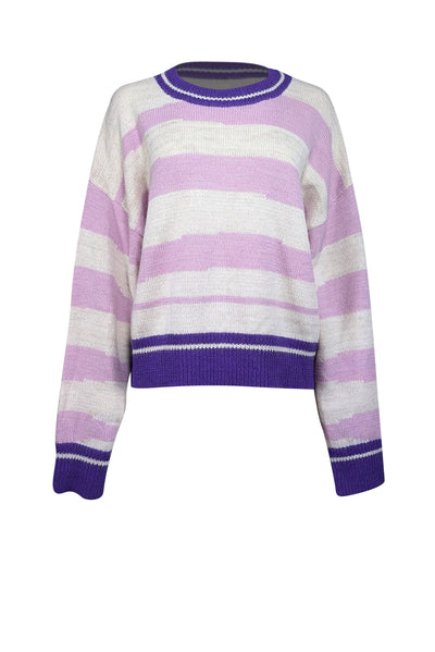 Current Boutique-Isabel Marant - Purple, Cream, & Lilac Striped Alpaca Blend Sweater Sz 10