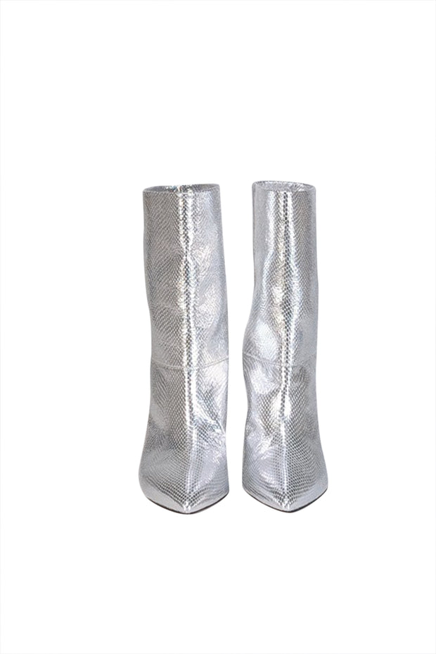 Current Boutique-Isabel Marant - Silver Metallic Embossed Leather "Locky" Boots Sz 6