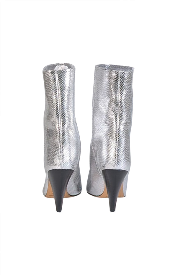 Current Boutique-Isabel Marant - Silver Metallic Embossed Leather "Locky" Boots Sz 6