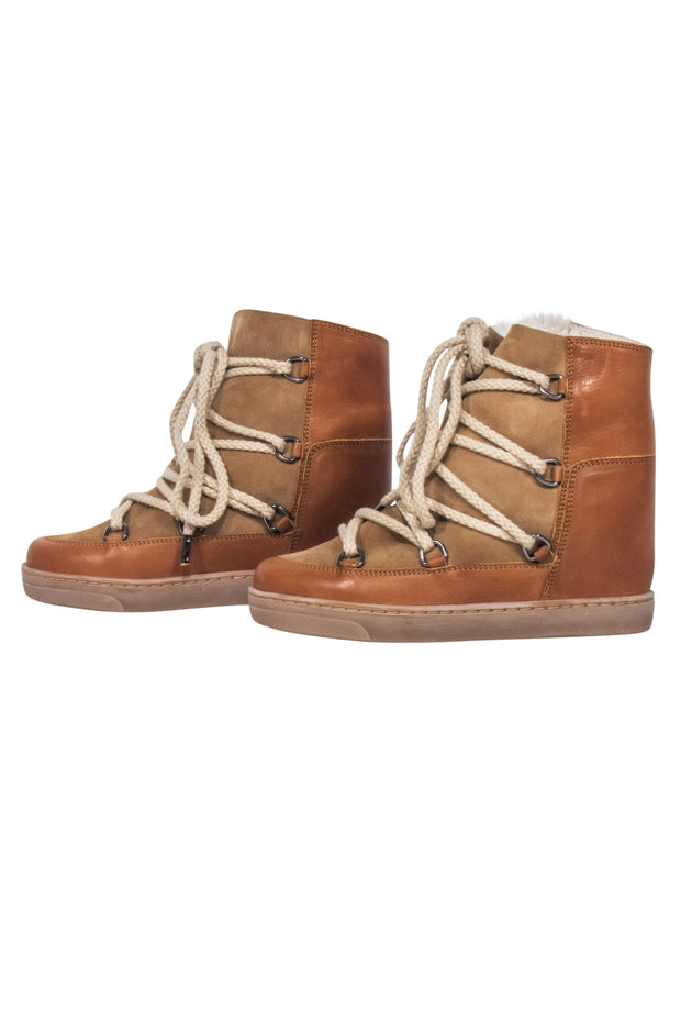 Current Boutique-Isabel Marant - Tan Leather " Nowles" Snow Boots Sz 6