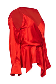 Current Boutique-JW Anderson - Red Satin Cold Shoulder Blouse Sz 6