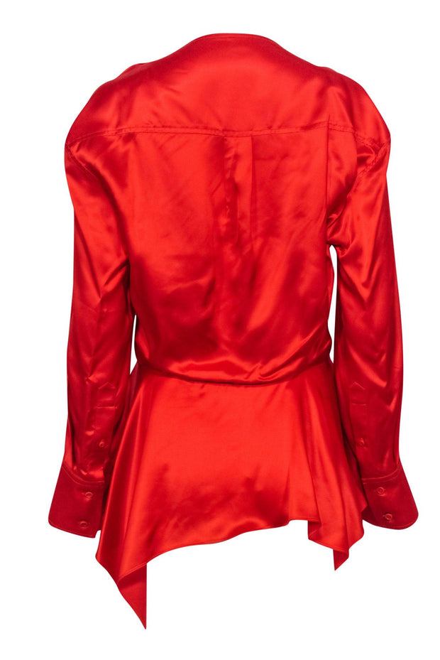 Current Boutique-JW Anderson - Red Satin Cold Shoulder Blouse Sz 6