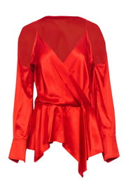 Current Boutique-JW Anderson - Red Satin Cold Shoulder Blouse Sz 6