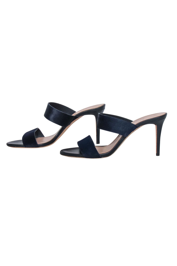 Current Boutique-J. Crew Collection - Navy Leather & Calf Hair Kitten Heels Sz 7