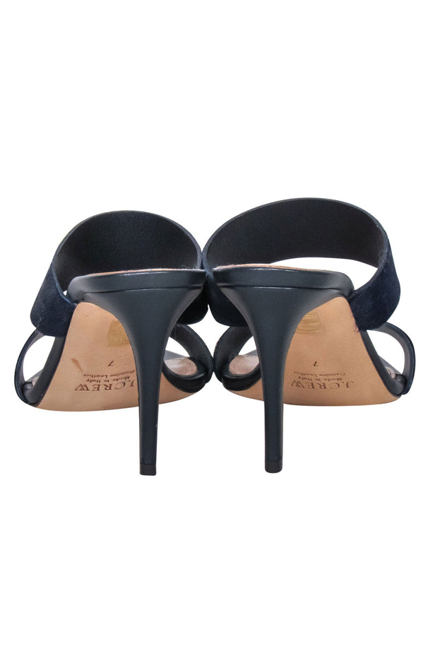 Current Boutique-J. Crew Collection - Navy Leather & Calf Hair Kitten Heels Sz 7