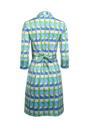 Current Boutique-J. McLaughlin - Green, Blue, & Cream Geometric Print