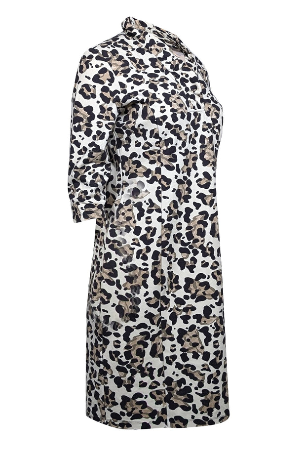 Current Boutique-J. McLaughlin - Ivory w/ Black & Beige Leopard Print Sheath Dress Sz M