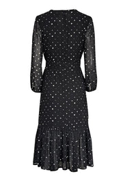 Current Boutique-J.Crew - Black w/ White Dot Print Crinkled Chiffon Dress Sz 0