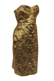 Current Boutique-J.Crew Collection - Gold Metallic Strapless Mini Dress Sz 8