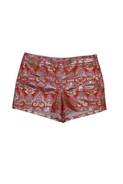 Current Boutique-J.Crew Collection - Orange, Silver, & Gold, Metallic Brocade Shorts Sz 8