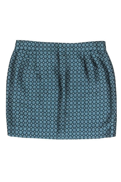 Current Boutique-J.Crew Collection - Teal & Black Jacquard Print Mini Skirt Sz 6