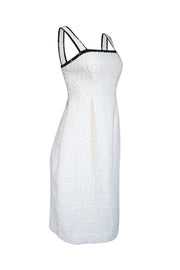 Current Boutique-J.Crew Collection - White & Cream Eyelash Fringe Textured Dress w/ Sequin Trim Sz 10