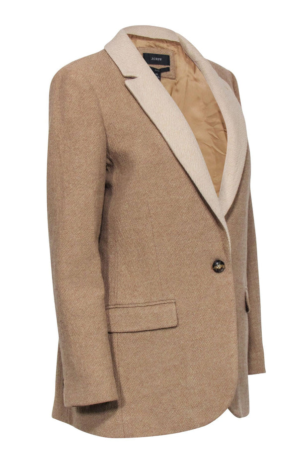 Current Boutique-J.Crew - Oversized Tan Contrast Lapel Single Button Blazer Sz 10