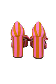 Current Boutique-J.Crew - Pink & Orange Striped Bow Tow Pumps Sz 8.5