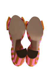 Current Boutique-J.Crew - Pink & Orange Striped Bow Tow Pumps Sz 8.5