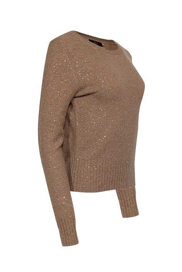 Current Boutique-J.Crew - Tan Merino Wool Blend Rhinestone Detail Sweater Sz S