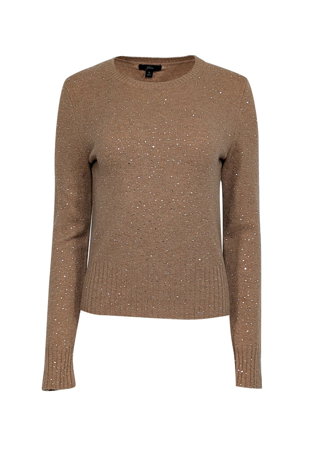 Current Boutique-J.Crew - Tan Merino Wool Blend Rhinestone Detail Sweater Sz S