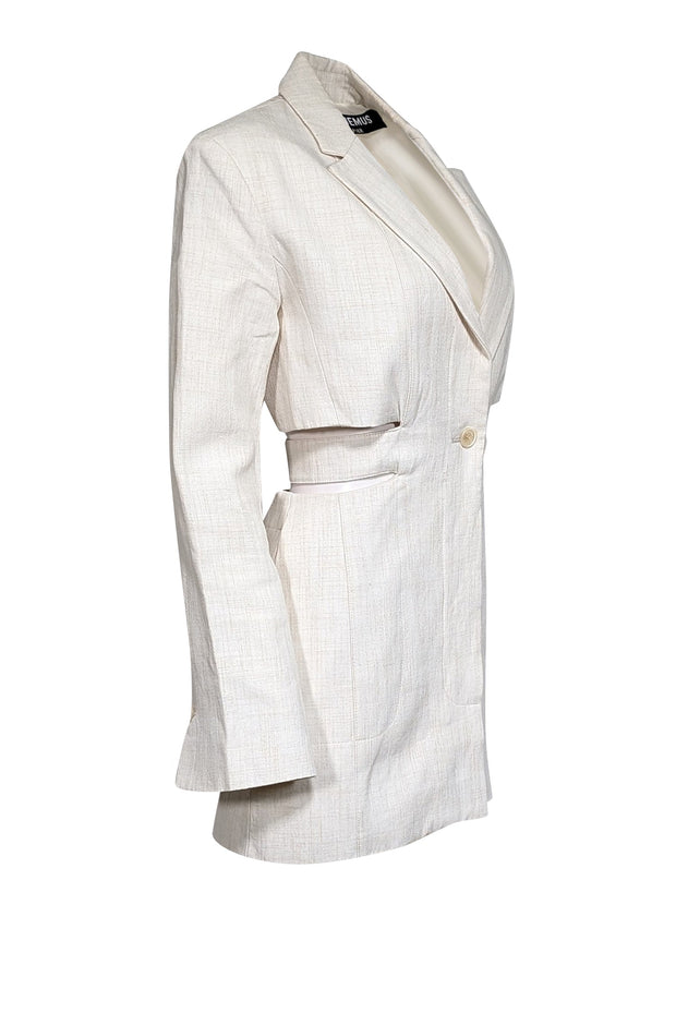 Current Boutique-Jacquemus - Beige Cream Blend Cut Out Blazer Dress Sz 4