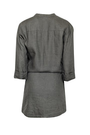 Current Boutique-James Perse - Army Green Linen Drop Waist Mini Dress Sz L