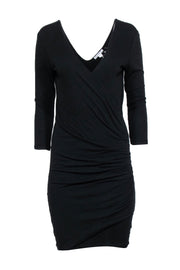 Current Boutique-James Perse - Black Long Sleeves Ruched Dress Sz L