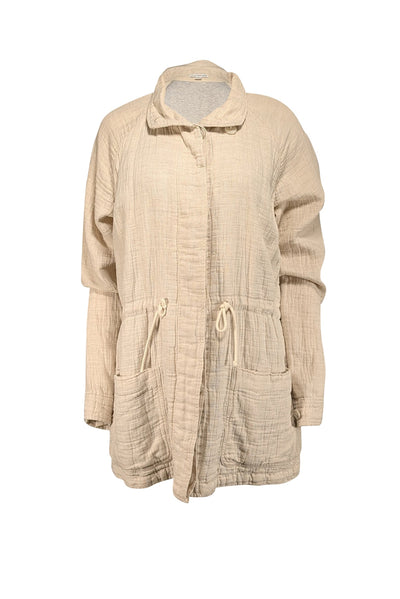 Current Boutique-James Perse - Cream Textured Cotton & Linen Jacket Sz XL