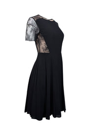 Current Boutique-Jason Wu - Black Laced Georgette Fit & Flare Dress Sz 2