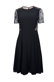 Current Boutique-Jason Wu - Black Laced Georgette Fit & Flare Dress Sz 2