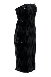 Current Boutique-Jay Godfrey - Black Strapless Velvet Sequin Dress Sz 6