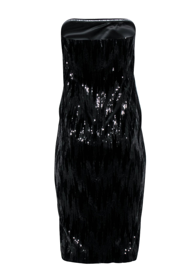 Current Boutique-Jay Godfrey - Black Strapless Velvet Sequin Dress Sz 6