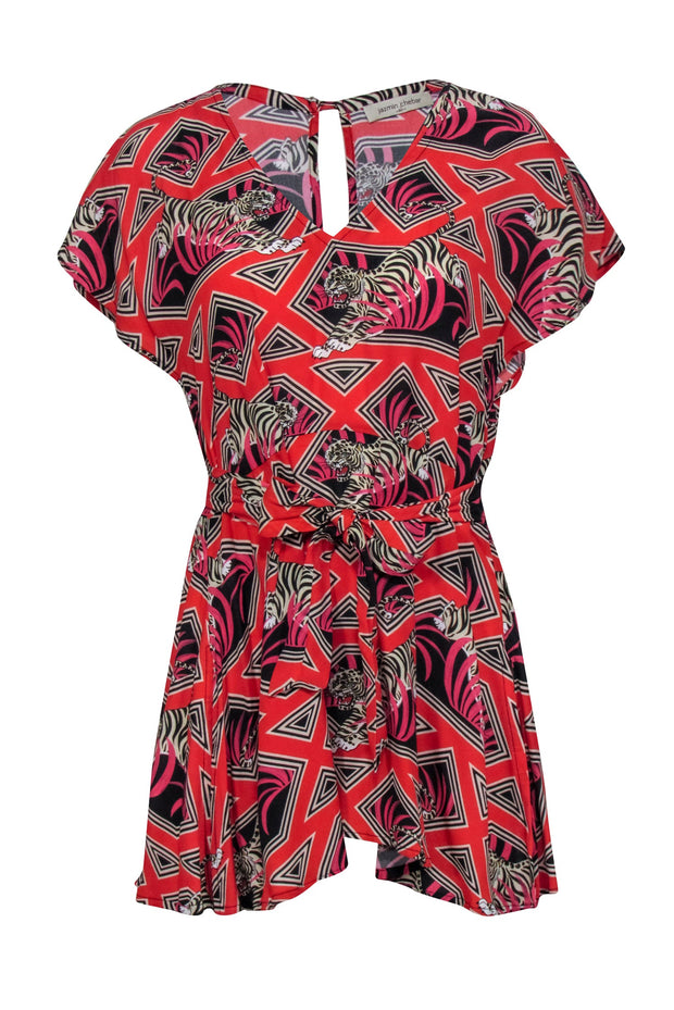 Current Boutique-Jazmin Chebar - Red & Black w/ Tiger Prints Sz M